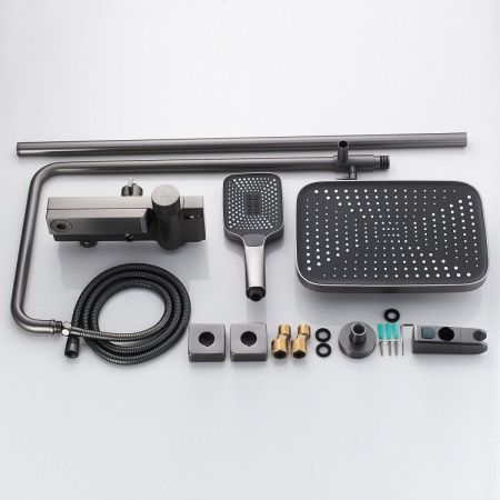 Душевая стойка Rose R1896T настенная цвет серый с термостатом