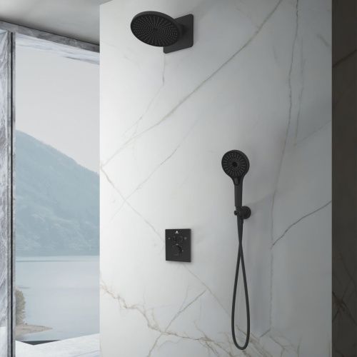Душевая система Vincea Inspire VSFW-3I21MT5MB встраиваемая в стену цвет черный с термостатом