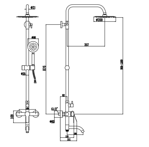 Душевая стойка Fmark FS8245C настенная цвет бронза - фото 3