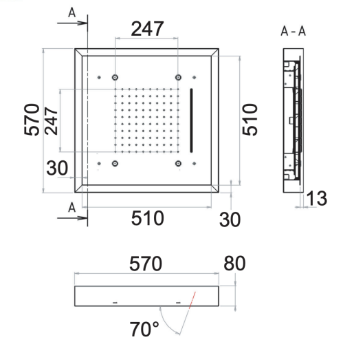 Верхний душ Remer 357LS57NC 55х55 хром - фото 2