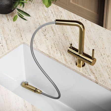 Смеситель для кухни Sancos Spin SC4015ZG на мойку золото