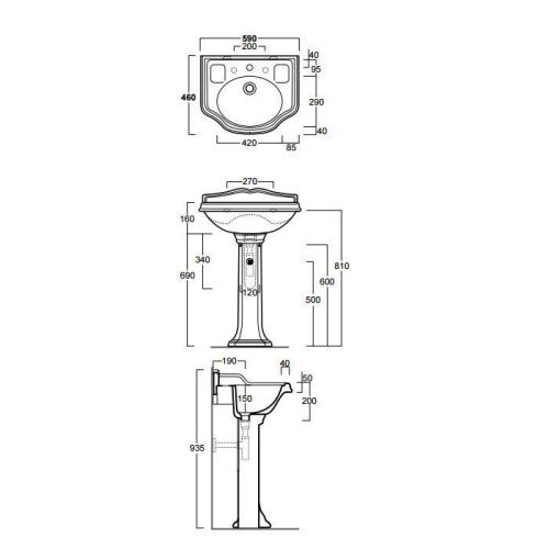 Раковина из сантехнического фаянса Simas Arcade AR814bi*1 60х50 подвесная цвет белый 1 отверстие под смеситель - фото 2