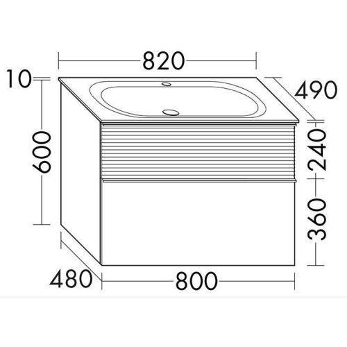 Тумба с раковиной Burgbad Fiumo SFXN082F3956FOT45G0200C0001*1 80х50 подвесная цвет коричневый/белый - фото 2
