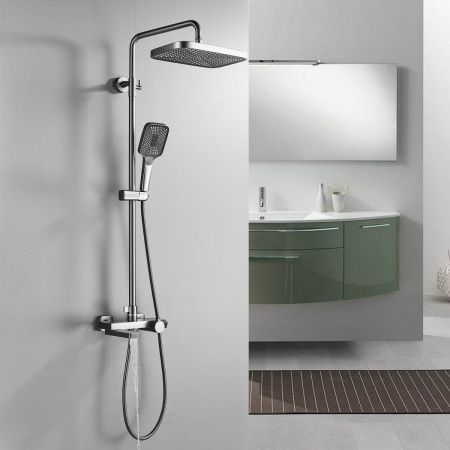 Душевая стойка Rose R1896T настенная цвет серый с термостатом