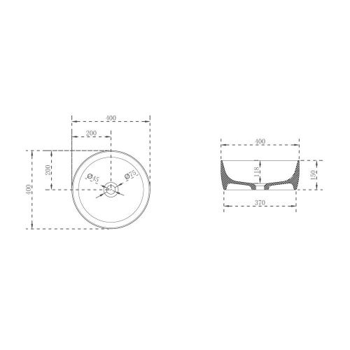 Раковина из полиэфирной смолы Abber KRISTALL AT2804Opal 40х40 накладная цвет коричневый без отверстий под смеситель - фото 4