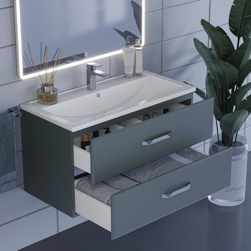 Тумба с раковиной Uperwood Foster 291020542 90х50 цвет серый - фото 5