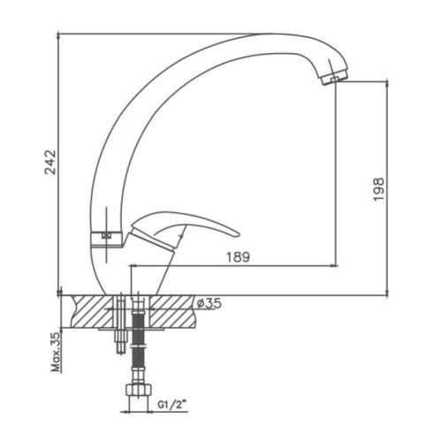 Смеситель для кухни Cron CN4129 на мойку хром - фото 3
