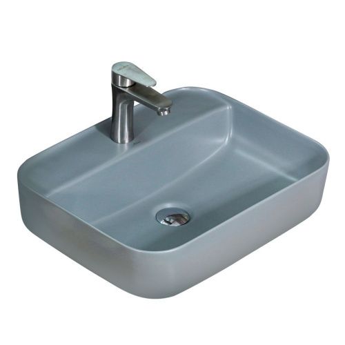 Раковина из сантехнического фарфора Melana 320355MG-805 50х40 накладная цвет серый 1 отверстие под смеситель - фото 2