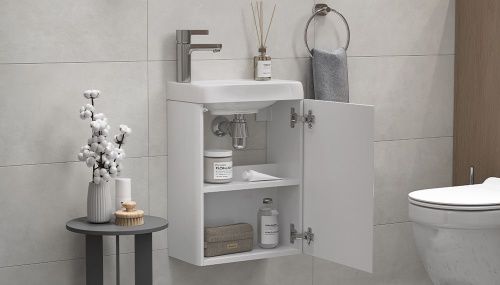 Тумба под раковину Velvex BIO tp.BIO.BIO.MAXI.40.1D белый глянец 40х20 подвесная цвет белый - фото 3