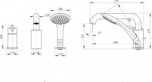 Смеситель Bravat Angel F5172217CP-1-RUS на борт ванны хром - фото 2