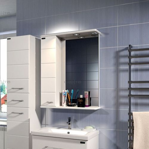 Зеркало-шкаф СанТа Омега 107003 60х80 подвесной цвет белый/коричневый - фото 3