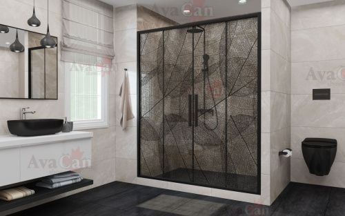 Душевая дверь AvaCan FB2-190 210х195 стекло тонированное профиль черный - фото 3