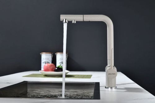 Смеситель для кухни Paulmark SERPENTINE Se213222-BE на мойку бежевый - фото 4