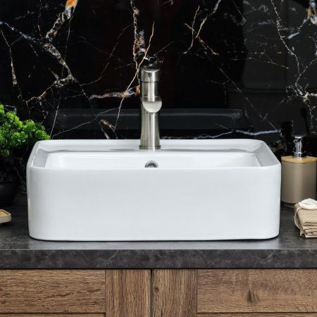 Раковина из сантехнического фарфора Melana 78355-805 50х40 накладная цвет белый 1 отверстие под смеситель