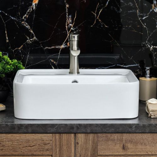 Раковина из сантехнического фарфора Melana 78355-805 50х40 накладная цвет белый 1 отверстие под смеситель - фото 3