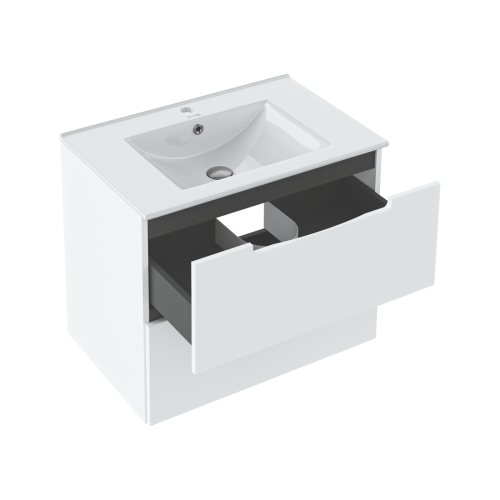 Тумба под раковину Runo Lina 00-00004605 80х50 подвесная цвет белый - фото 3