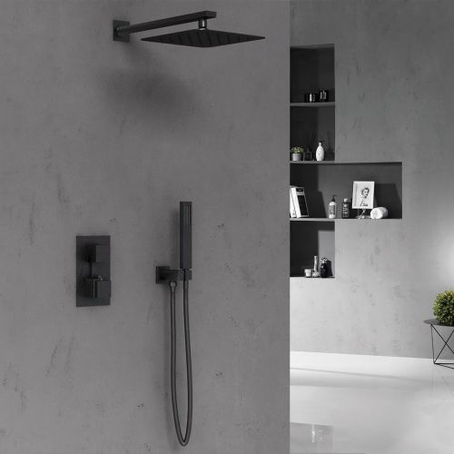 Душевая система Vincea VSFW-102TMB встраиваемая в стену цвет черный с термостатом