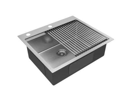 Кухонная мойка Paulmark PM705951-GM+R405-GM 60х50 цвет вороненая сталь