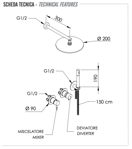 Душевая система Remer X Style X96S02OXV встраиваемая в стену цвет нержавеющая сталь - фото 2