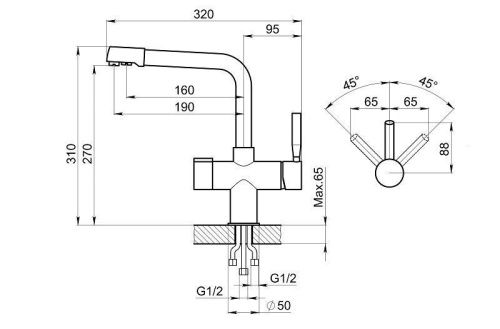 Смеситель для кухни Granula 2088, СЛАНЕЦ на мойку серый - фото 3