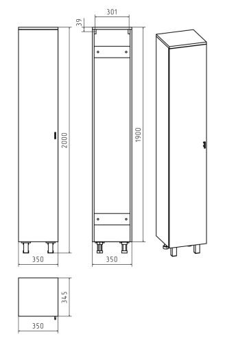Шкаф-пенал Misty Дива П-Див05035-013ПрЛ 40х190 напольный цвет белый - фото 4