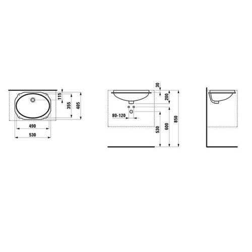 Раковина керамическая Laufen Birova 8.1119.1.000.000.1 50х40 встраиваемая цвет белый без отверстий под смеситель - фото 2