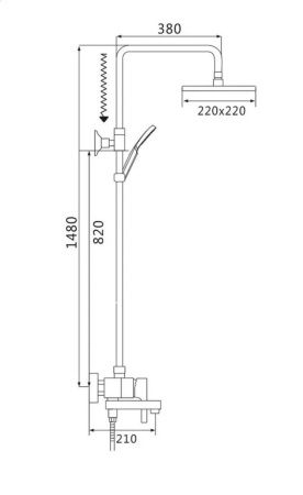 Душевая стойка Shevanik S8636 настенная цвет хром