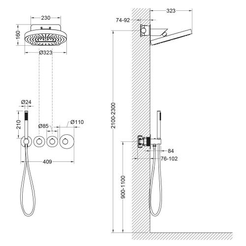 Душевая система Timo Saona SX-2329/16SM встраиваемая в стену цвет белый с термостатом - фото 3