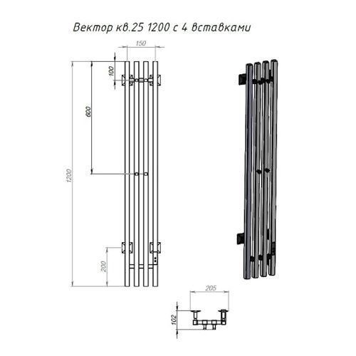 Полотенцесушитель электрический Тругор Вектор Пэк сп ПэкспВекторкв412015грВГП 20х120 серый - фото 2