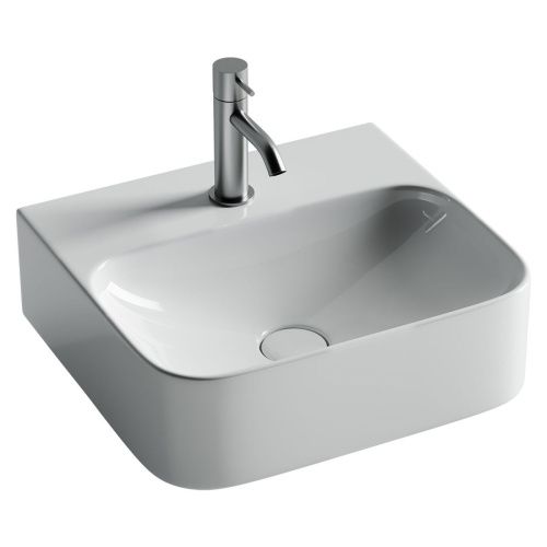 Раковина из сантехнического фарфора Ceramica Nova AURA CN2005 40х40 подвесная цвет белый 1 отверстие под смеситель - фото 3