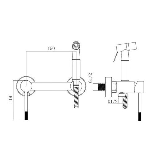 Гигиенический душ со смесителем Voda VSL02 серый - фото 3
