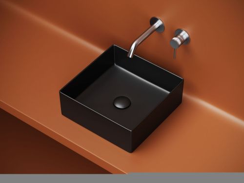 Раковина из сантехнического фарфора Ceramica Nova ELEMENT CN6068MB 40х40 накладная цвет черный без отверстий под смеситель - фото 3