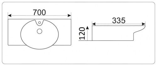 Раковина из сантехнического фаянса CeramaLux STR4280C 70х30 подвесная цвет белый 1 отверстие под смеситель - фото 2