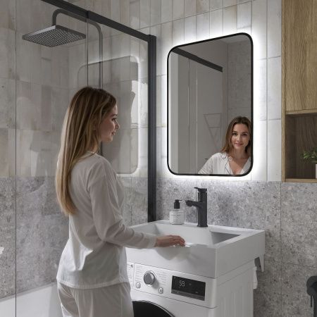 Раковина из искуственного мрамора Reflexion Tetra RF6050TE 50x60 над стиральной машиной цвет белый 1 отверстие под смеситель