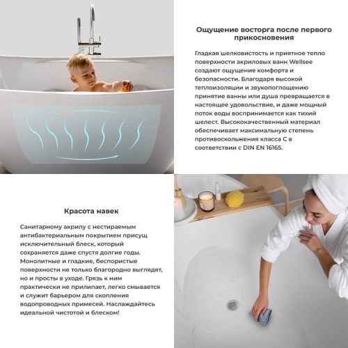 Ванна акриловая Wellsee Excellence Pro 28760303R 170х75 пристенная овальная с ножками - фото 5