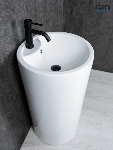 Раковина керамическая Gid Autonomo 81102 50х50 напольная цвет белый 1 отверстие под смеситель - фото 3