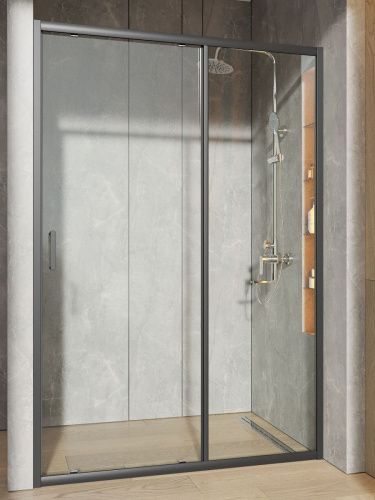 Душевая дверь Orange E02-130TB 130х190 стекло прозрачное профиль черный - фото 3