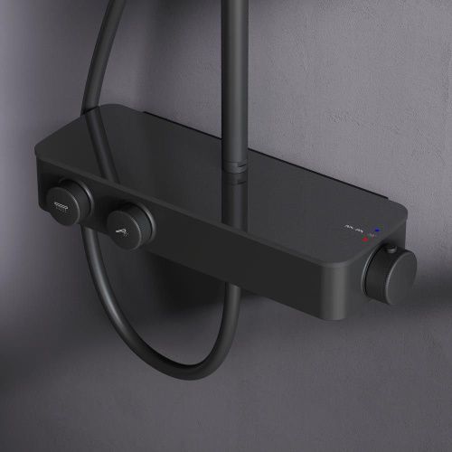Душевая стойка Am.Pm Inspire V2.0 F0750A422 настенная цвет черный с термостатом - фото 4