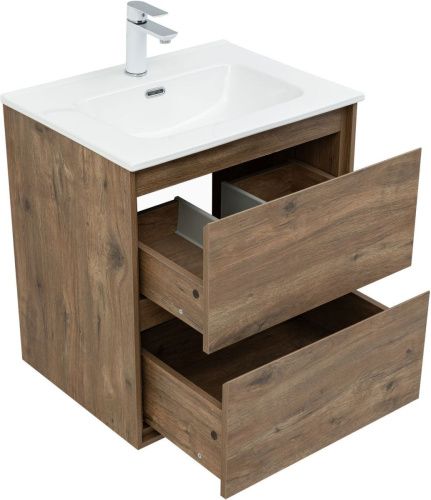 Тумба под раковину Aquanet Милан 00336377 60х50 подвесная цвет коричневый - фото 3