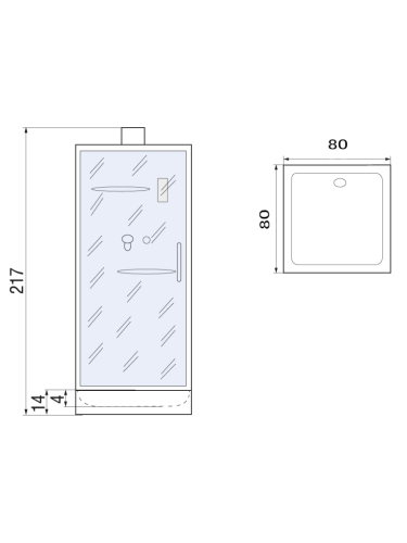 Душевая кабина River MOERO 10000002981 80х80 прямоугольная без крыши ориентация универсальная - фото 2
