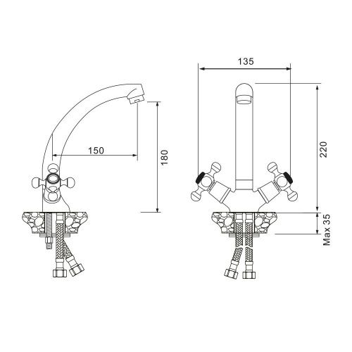 Смеситель для кухни WesnaArt Rassvet RAS02-120 на мойку хром - фото 2
