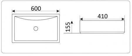 Раковина из сантехнического фаянса CeramaLux 9121 60х40 накладная цвет белый без отверстий под смеситель