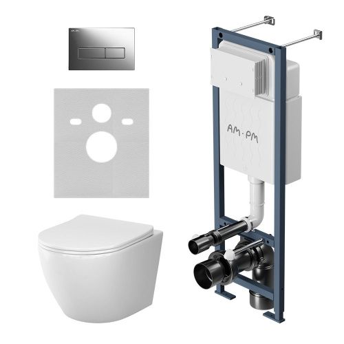Комплект унитаз с инсталляцией с клавишей смыва Am.Pm Like IS110351.801900 - фото 2