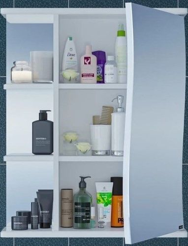 Зеркало-шкаф СанТа Волна 101014 60х70 подвесной цвет белый - фото 2