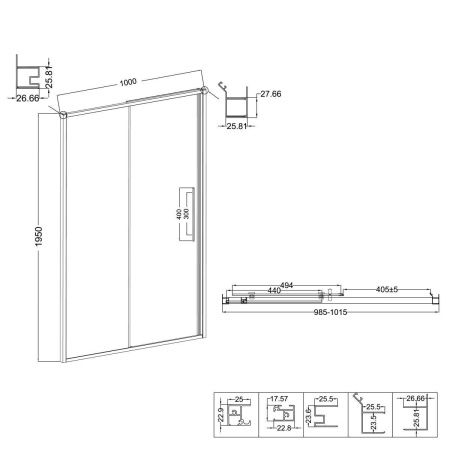 Душевая дверь Niagara Nova NG-64-10A 100х195 стекло прозрачное профиль хром