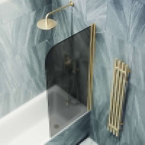 Душевая шторка на ванну Maybah Glass MGV-624-3 80х140 стекло тонированное профиль золото ориентация универсальная - фото 4