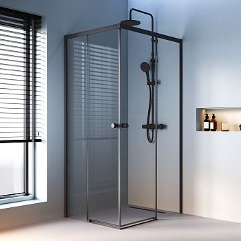 Душевой уголок Am.Pm X-Joy W94G-403-10080-BТ 100х80 стекло прозрачное профиль черный без поддона