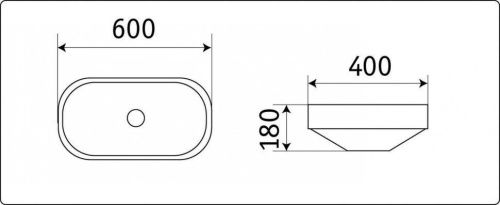 Раковина из сантехнического фаянса CeramaLux 5006CMB 60х40 встраиваемая цвет черный без отверстий под смеситель - фото 5