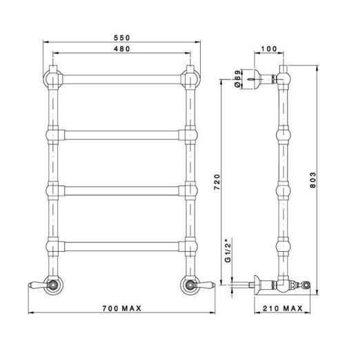 Полотенцесушитель водяной Nicolazzi El Capitan 5528CLNEM69 55х80 черный - фото 2