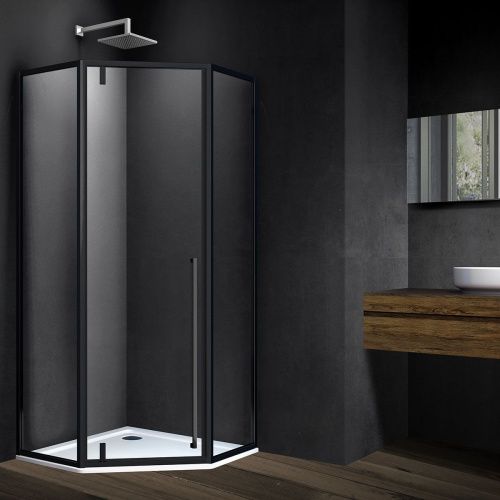 Душевой уголок Vincea Penta VSP-3P100CLB 100х100 стекло прозрачное профиль черный без поддона